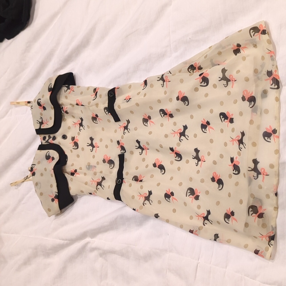 Cat print chiffon like mini dress